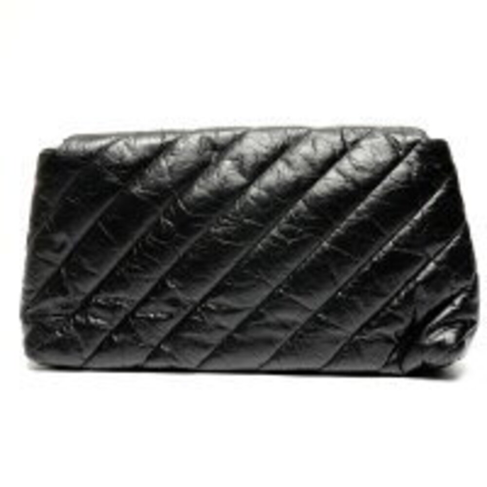 Balenciaga Leather Crushed Clutch Bag Black - Picture 2 of 11